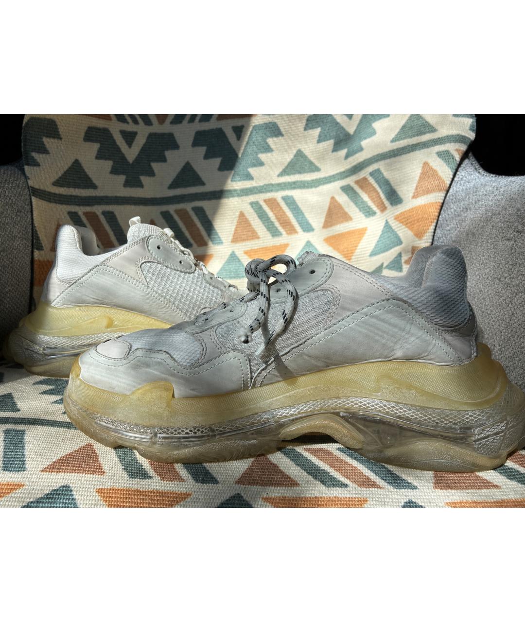 BALENCIAGA Белые текстильные низкие кроссовки / кеды, фото 5