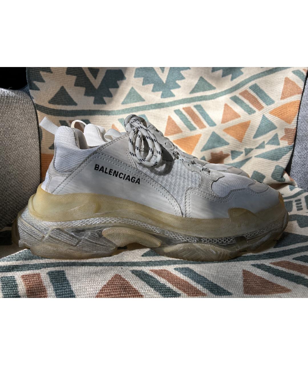 BALENCIAGA Белые текстильные низкие кроссовки / кеды, фото 10