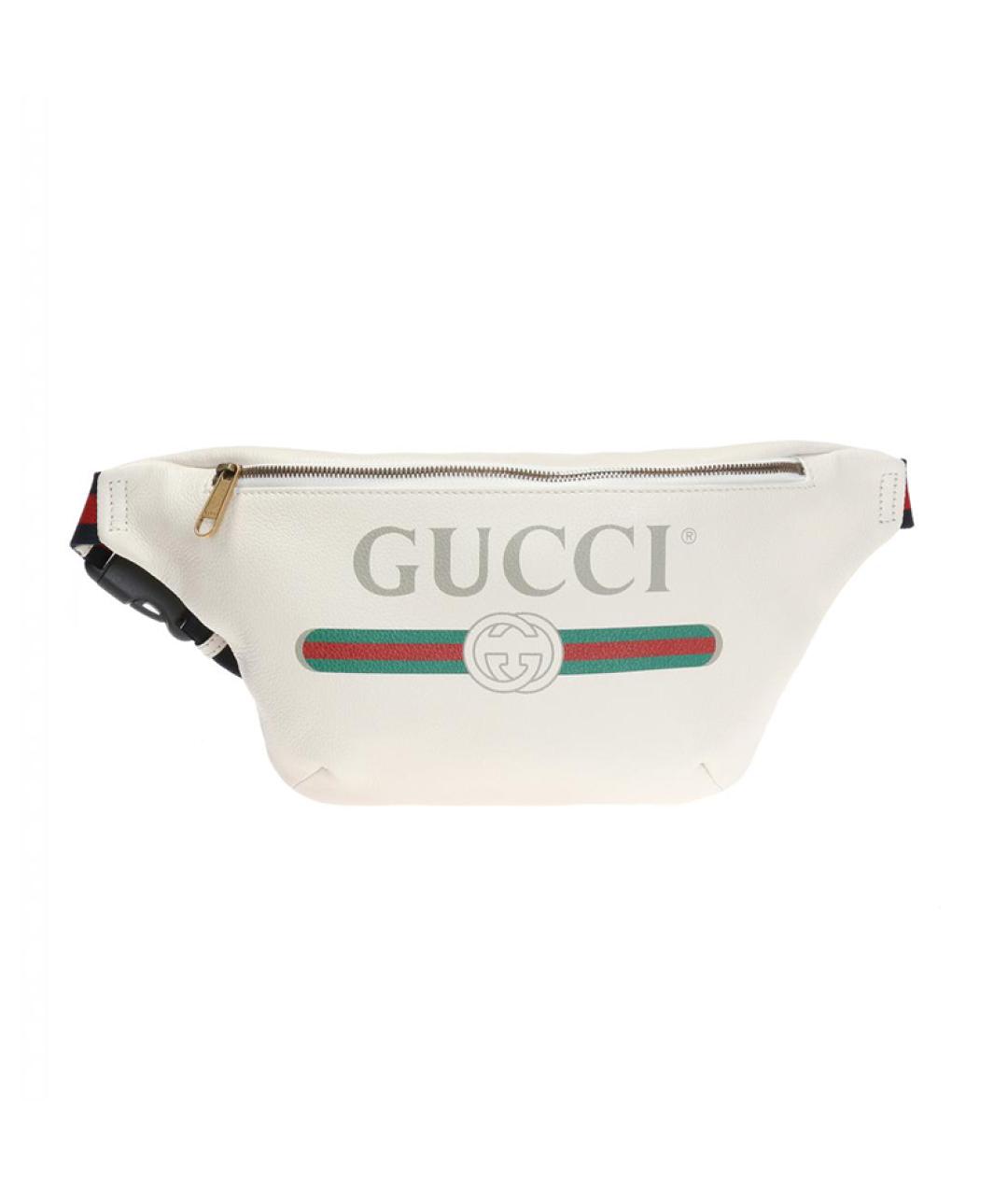 GUCCI Белая кожаная поясная сумка, фото 2