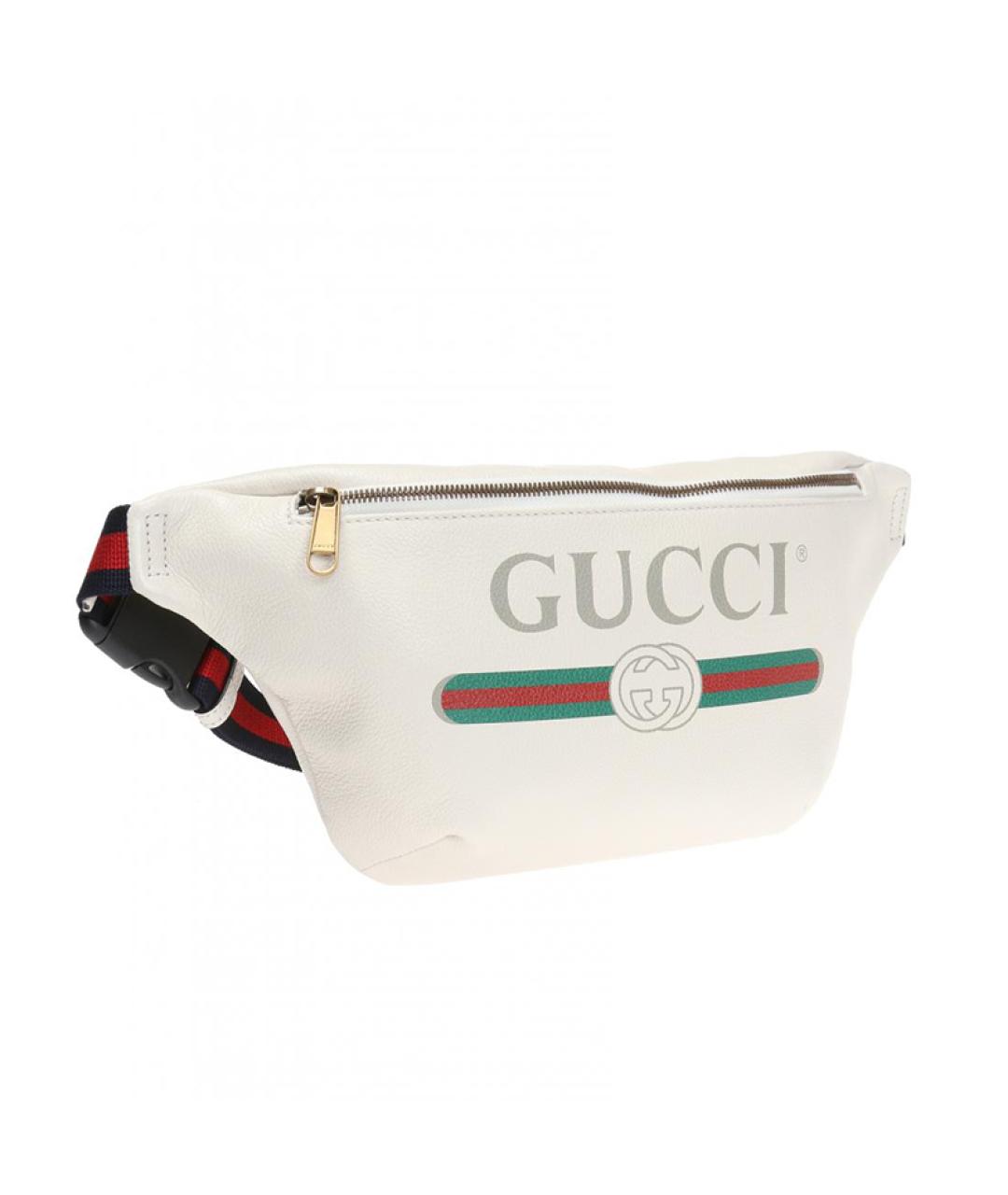 GUCCI Белая кожаная поясная сумка, фото 4