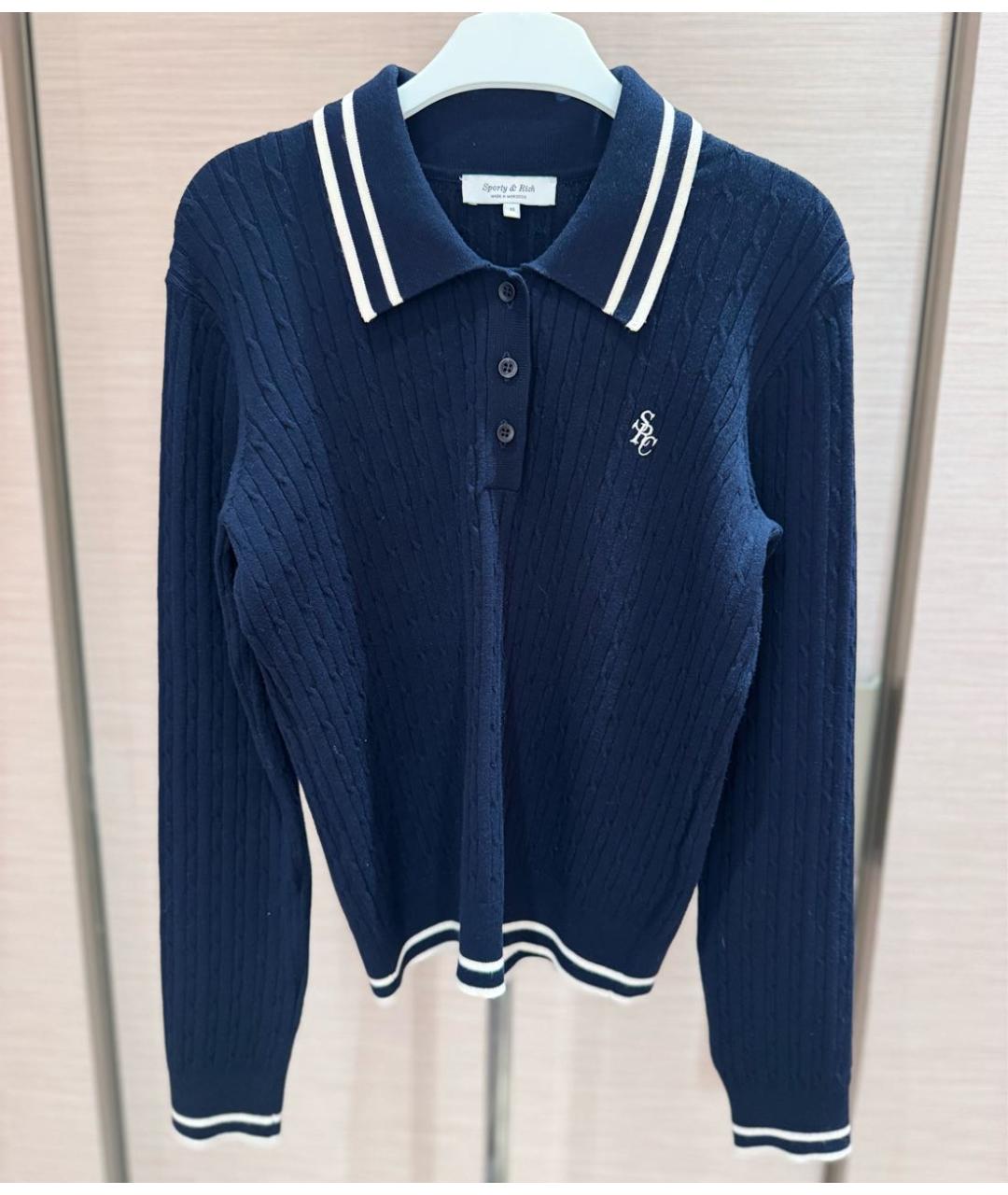 SPORTY AND RICH Темно-синий вискозный джемпер / свитер, фото 2