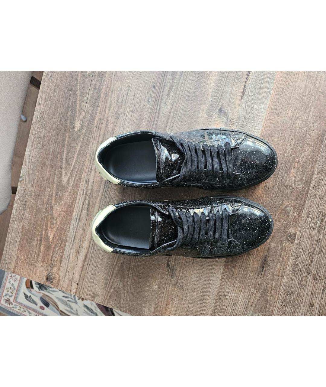 GIVENCHY Черные низкие кроссовки / кеды из лакированной кожи, фото 4