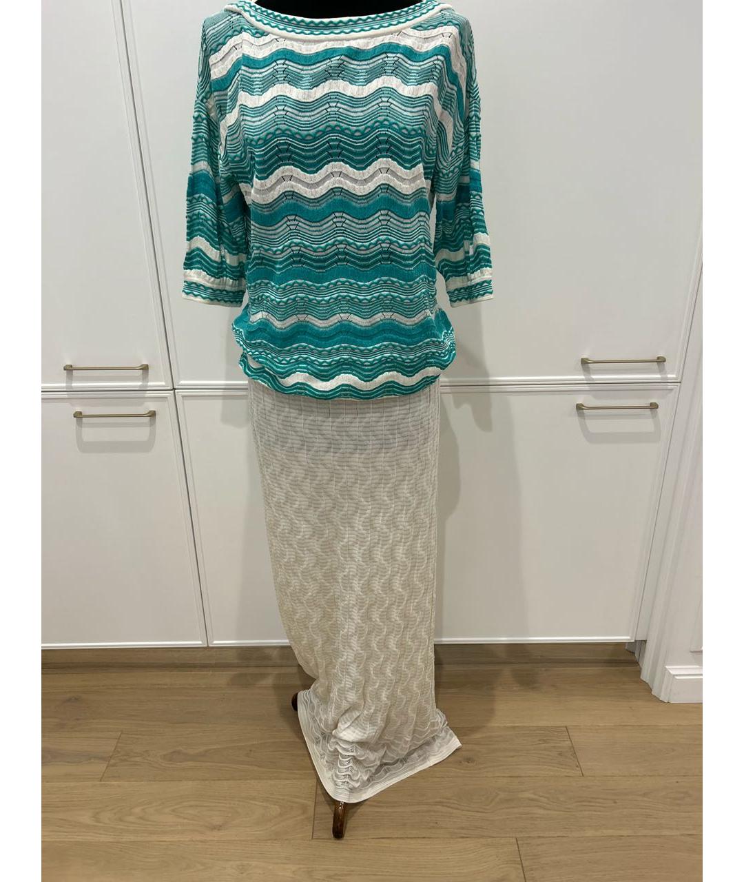 M MISSONI Бирюзовый хлопко-эластановый костюм с юбками, фото 6