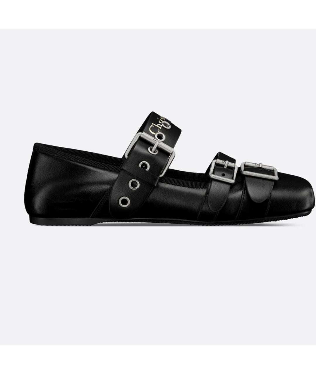 CHRISTIAN DIOR Черные кожаные балетки, фото 4
