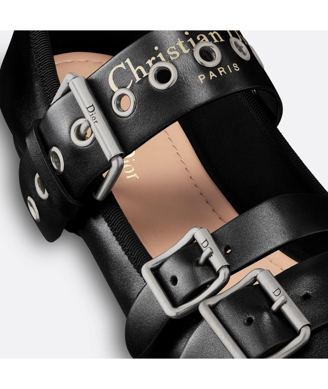 CHRISTIAN DIOR Черные кожаные балетки, фото 3