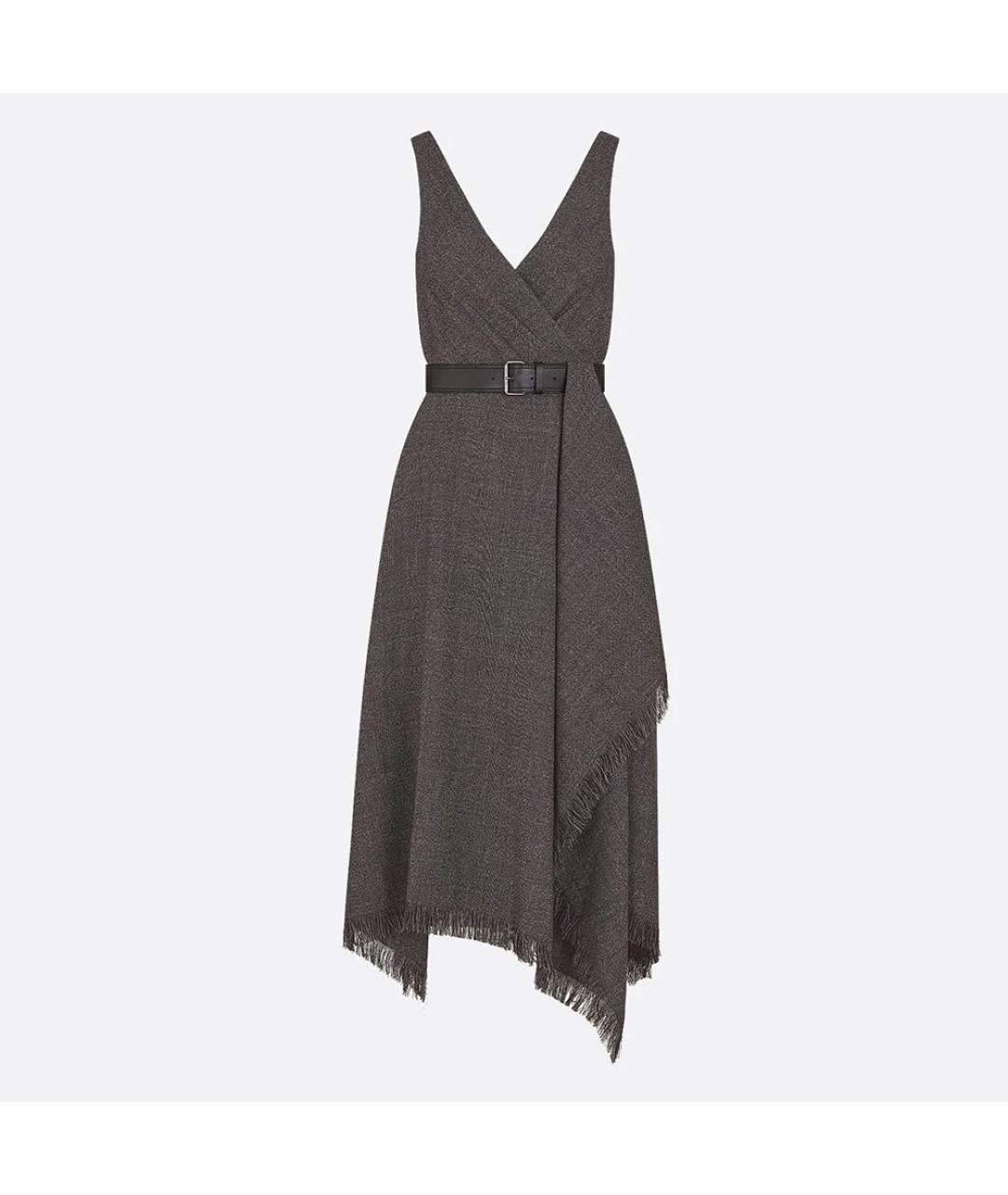 CHRISTIAN DIOR Антрацитовое шерстяное повседневное платье, фото 3
