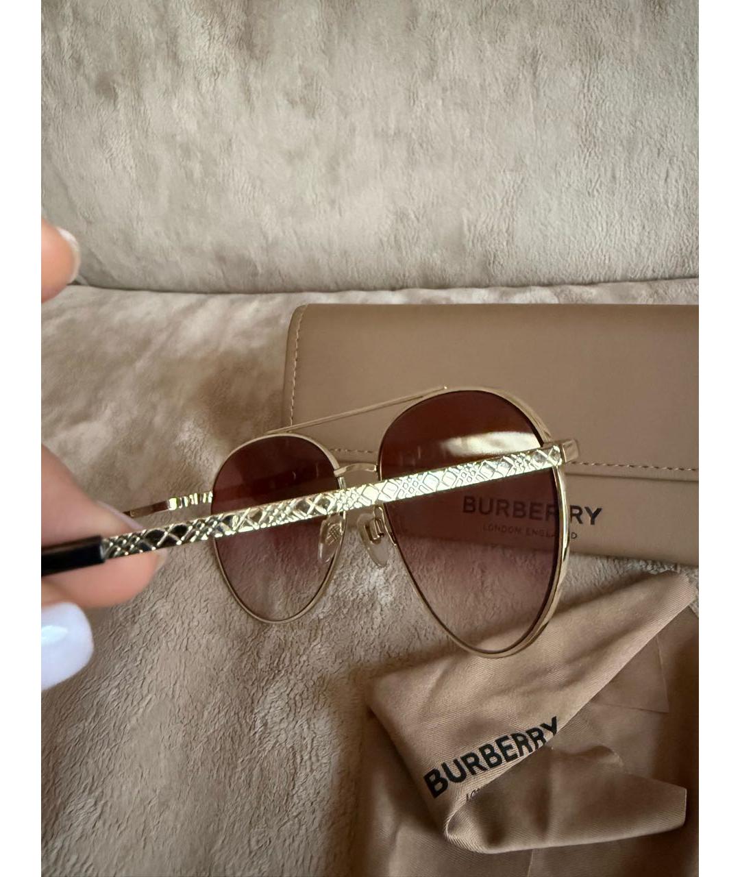 BURBERRY Коричневые металлические солнцезащитные очки, фото 6