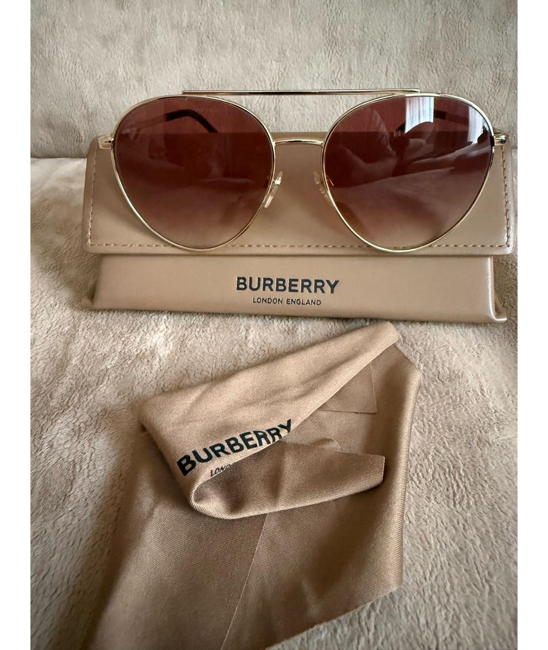 BURBERRY Коричневые металлические солнцезащитные очки, фото 8
