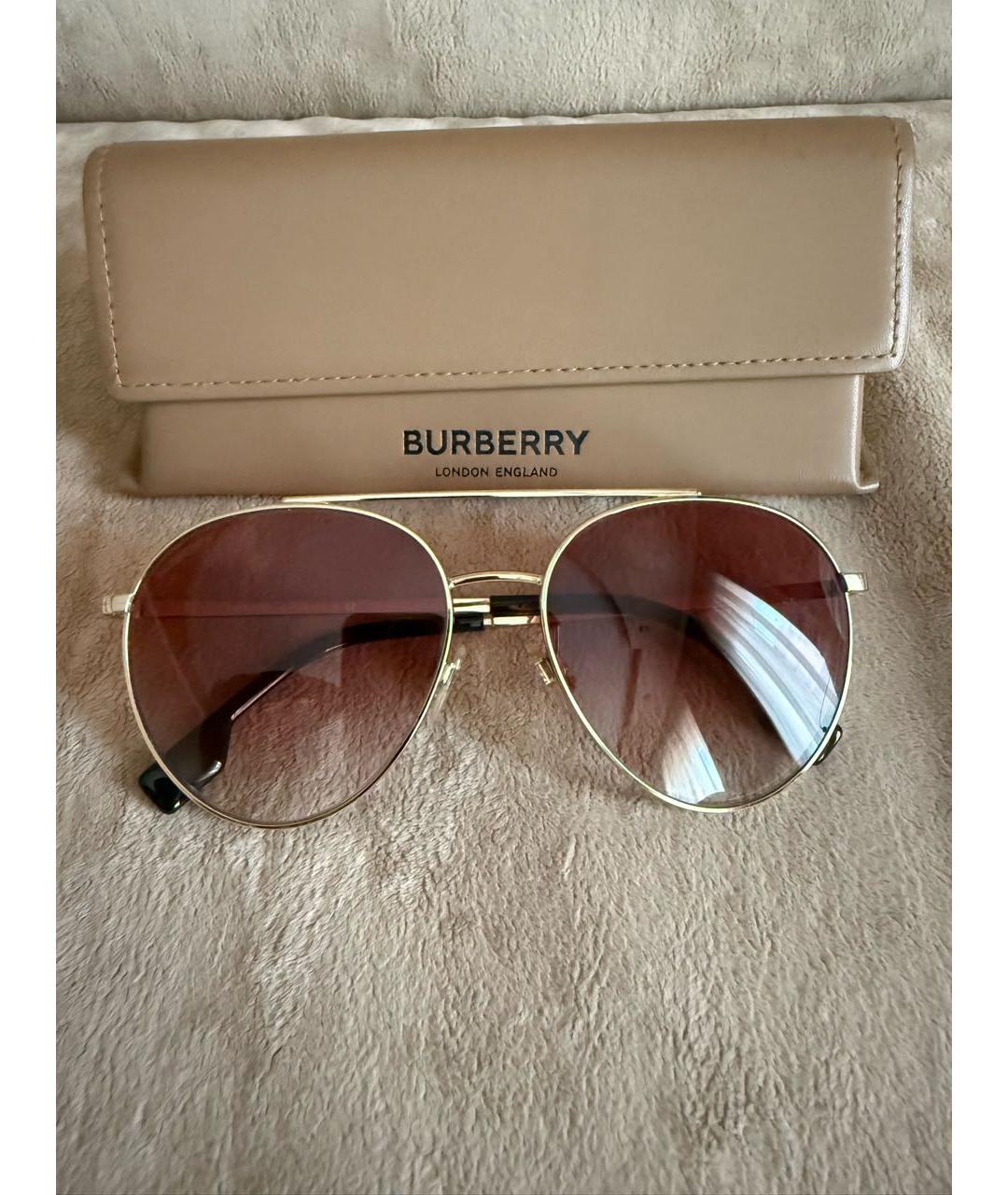 BURBERRY Коричневые металлические солнцезащитные очки, фото 9