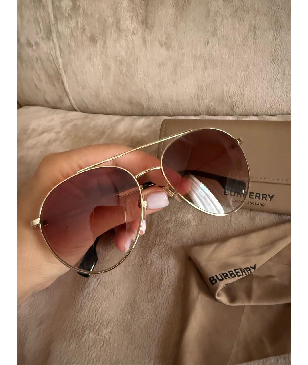 BURBERRY Коричневые металлические солнцезащитные очки, фото 2
