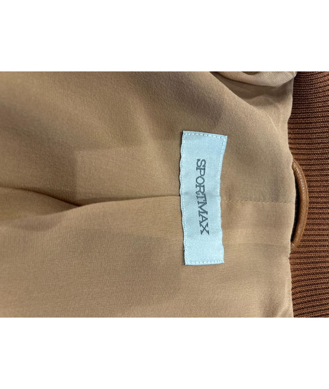 SPORTMAX Коричневая кожаная куртка, фото 3