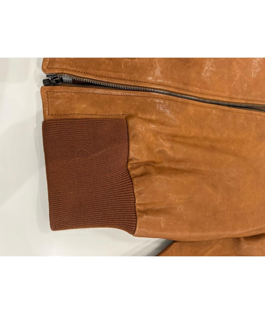 SPORTMAX Коричневая кожаная куртка, фото 5