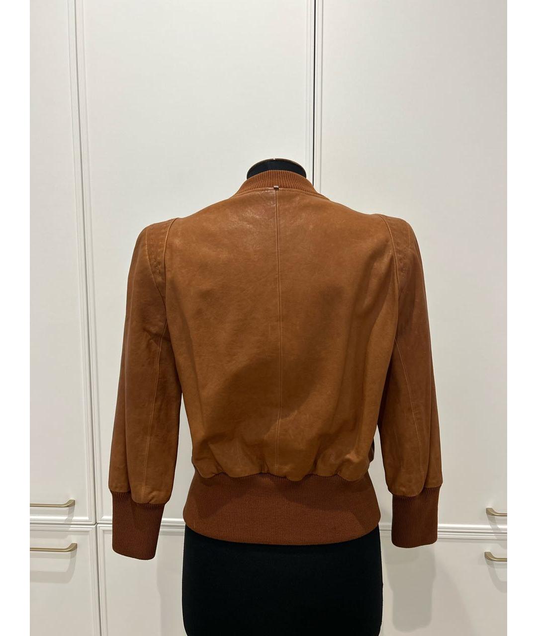 SPORTMAX Коричневая кожаная куртка, фото 2