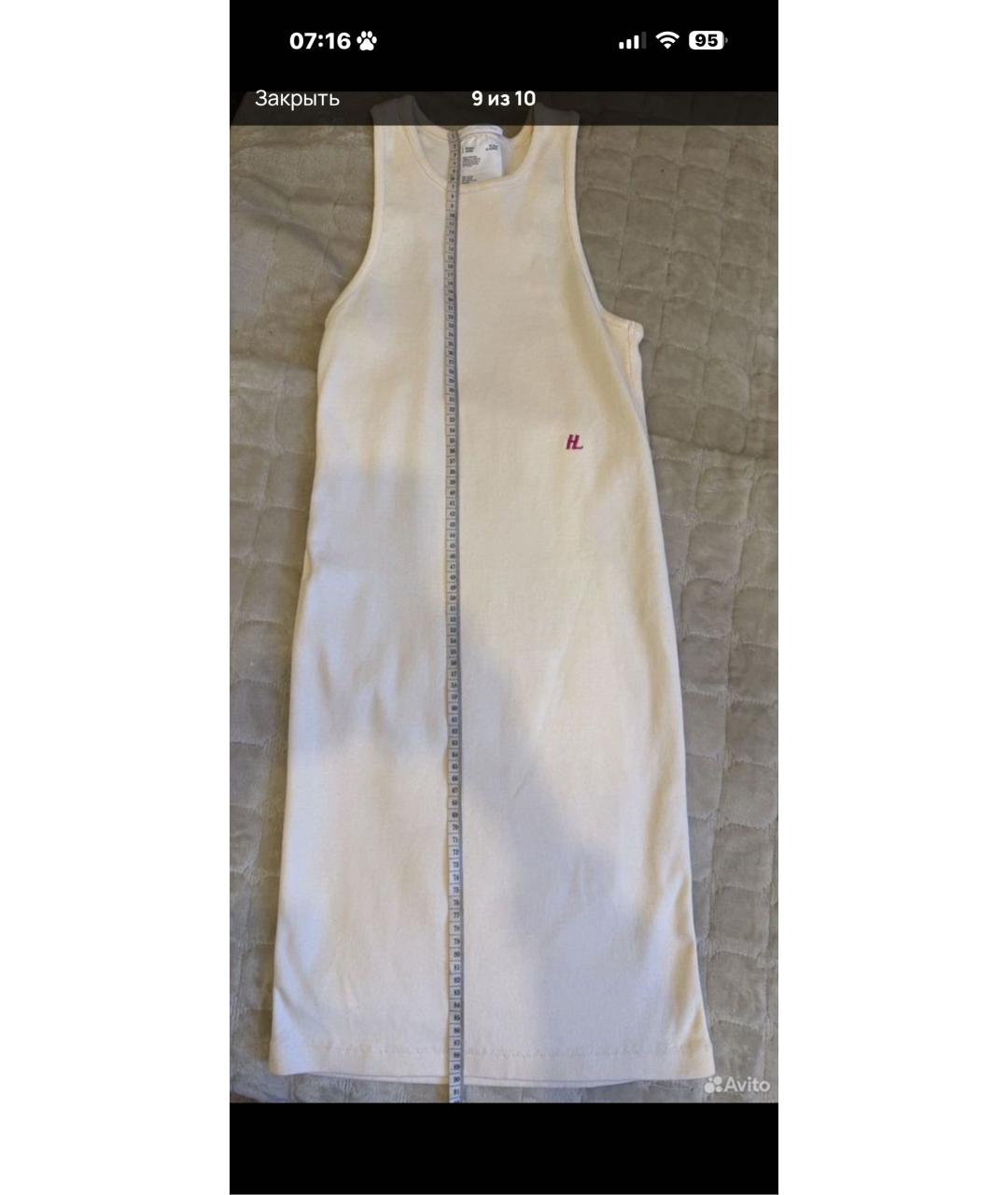HELMUT LANG Бежевое хлопковое повседневное платье, фото 8