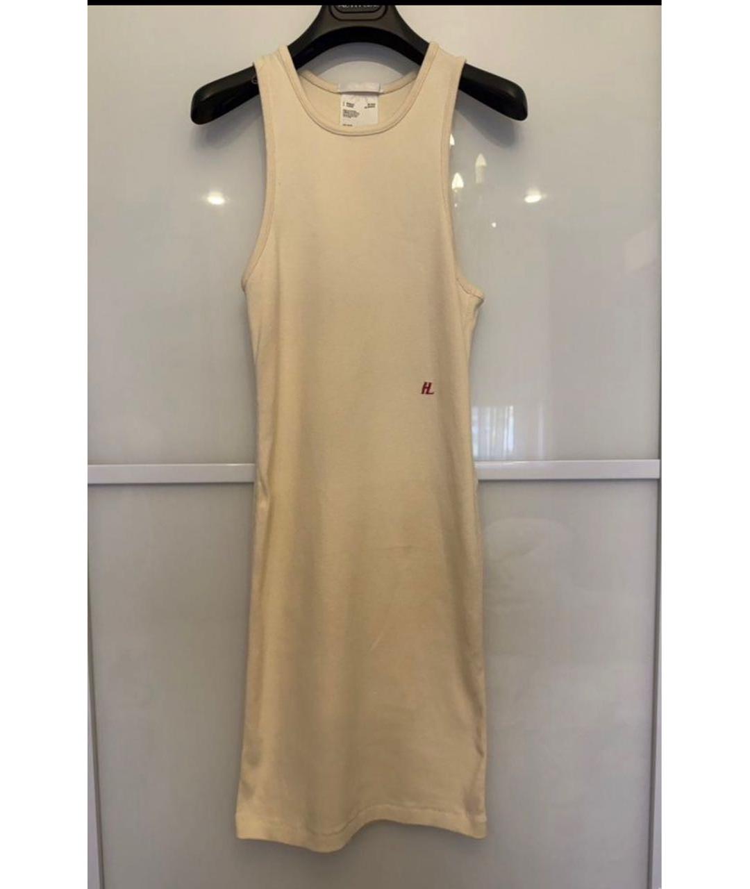 HELMUT LANG Бежевое хлопковое повседневное платье, фото 7