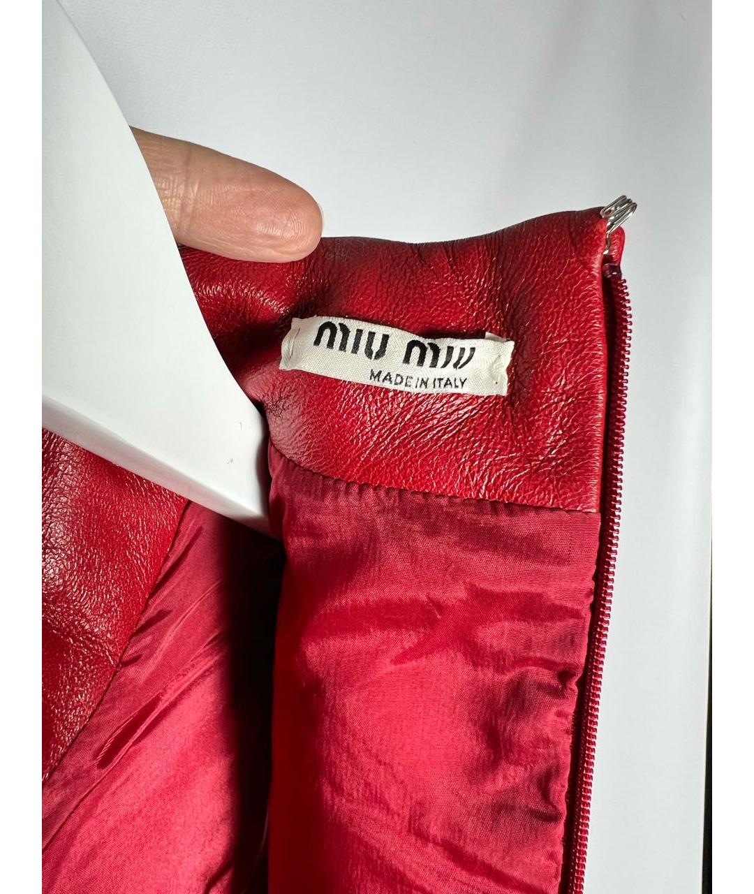 MIU MIU Бордовое кожаное коктейльное платье, фото 7