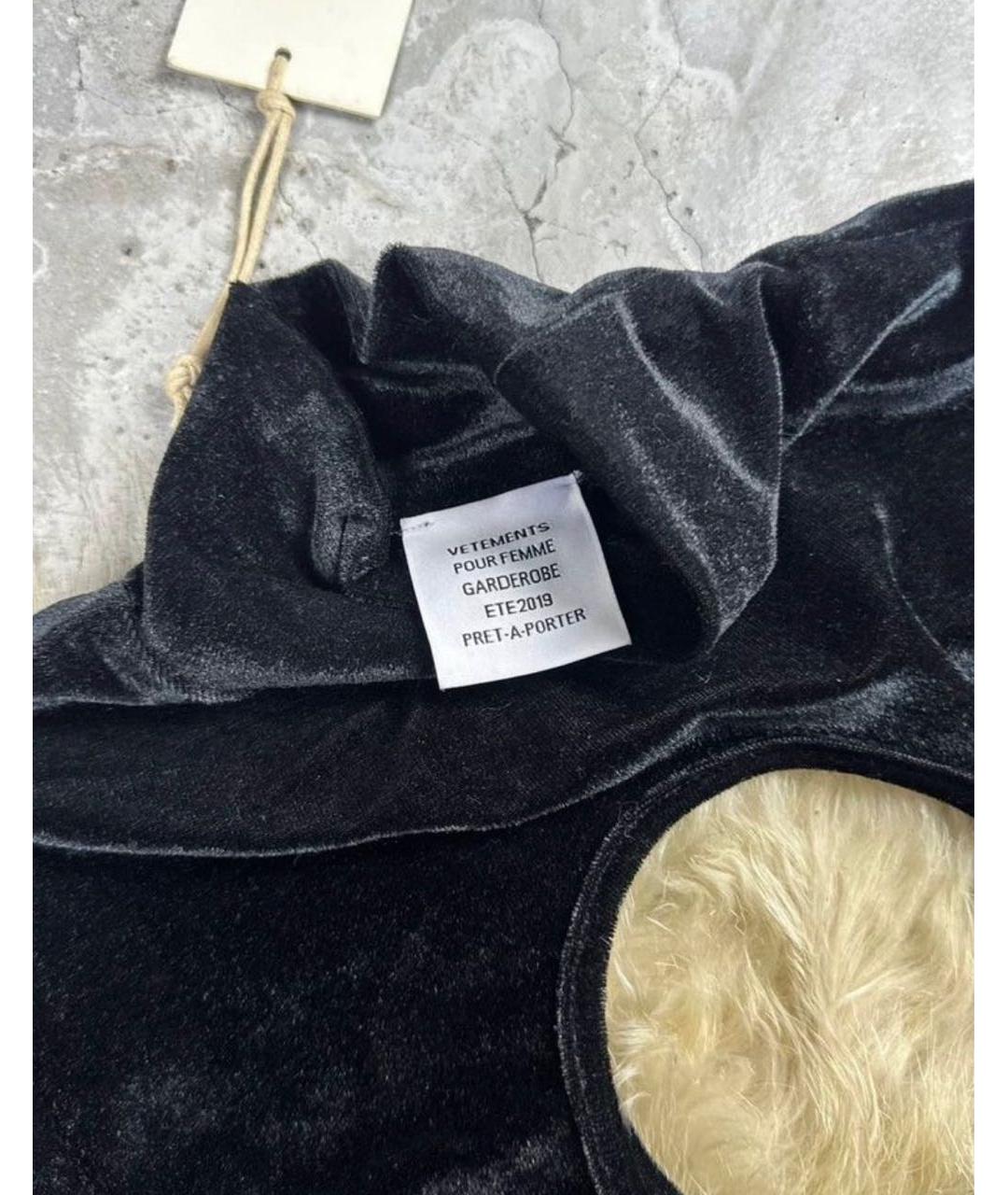 VETEMENTS Черное велюровое коктейльное платье, фото 5