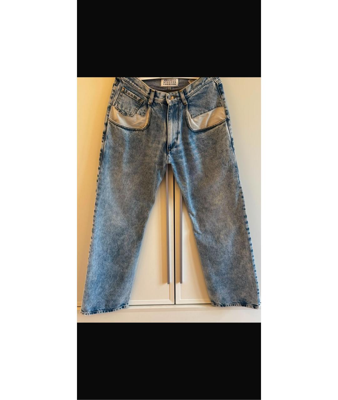 MAISON MARGIELA Синие хлопковые прямые джинсы, фото 5