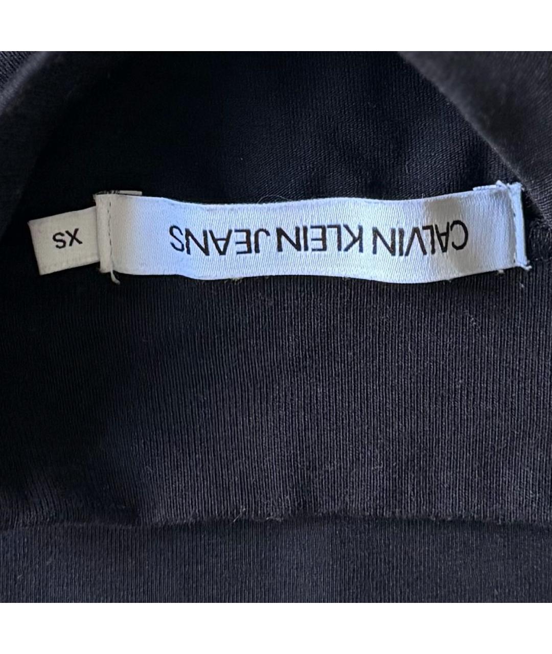 CALVIN KLEIN Черная хлопко-эластановая футболка, фото 4