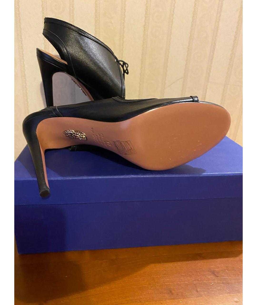 AQUAZZURA Черные кожаные босоножки, фото 5