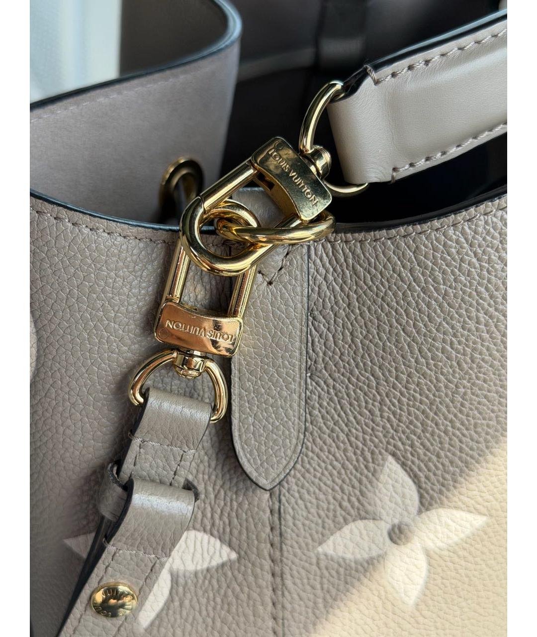 LOUIS VUITTON Бежевая кожаная сумка тоут, фото 6