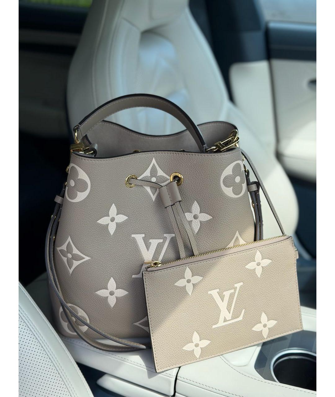 LOUIS VUITTON Бежевая кожаная сумка тоут, фото 5