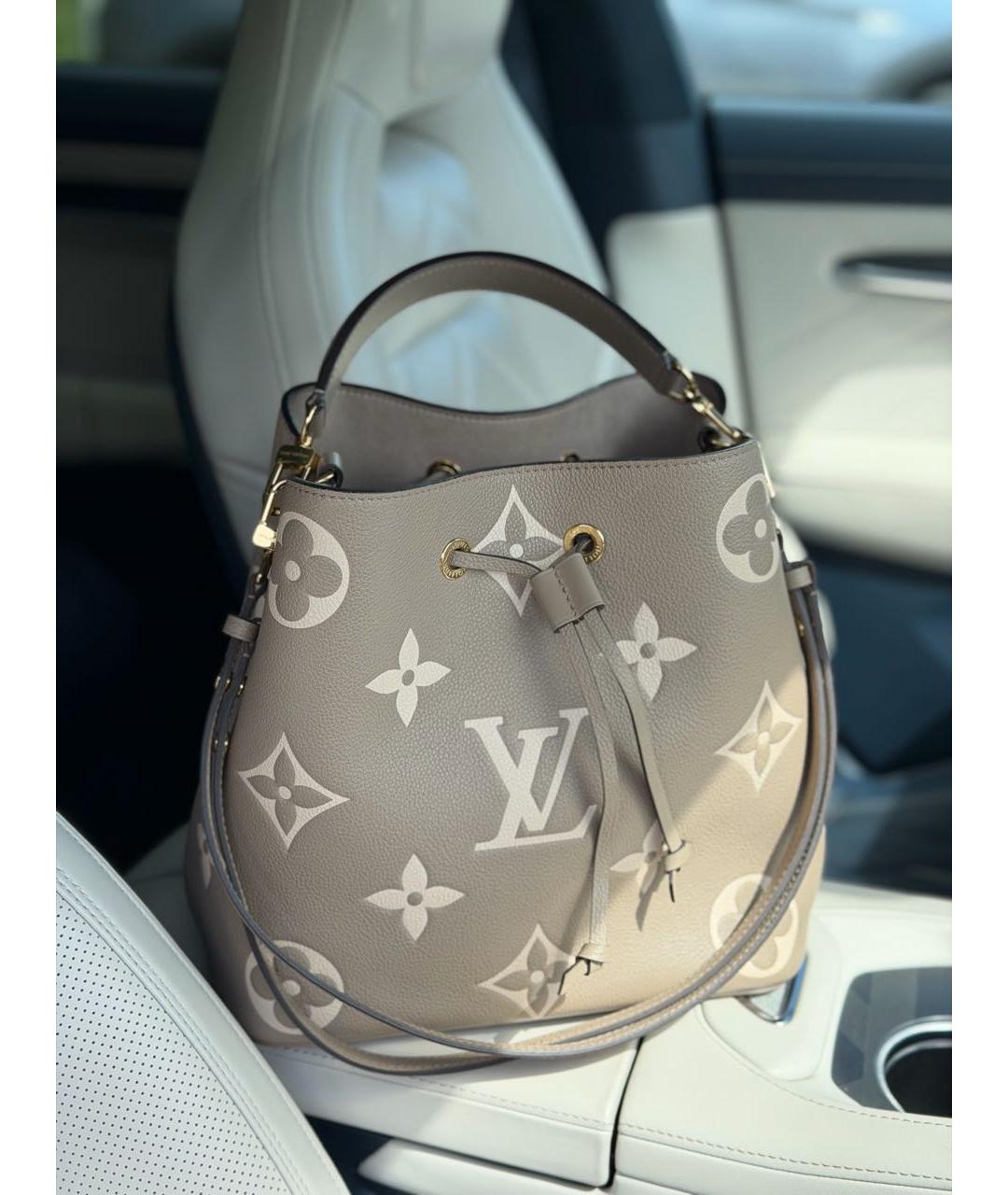 LOUIS VUITTON Бежевая кожаная сумка тоут, фото 8
