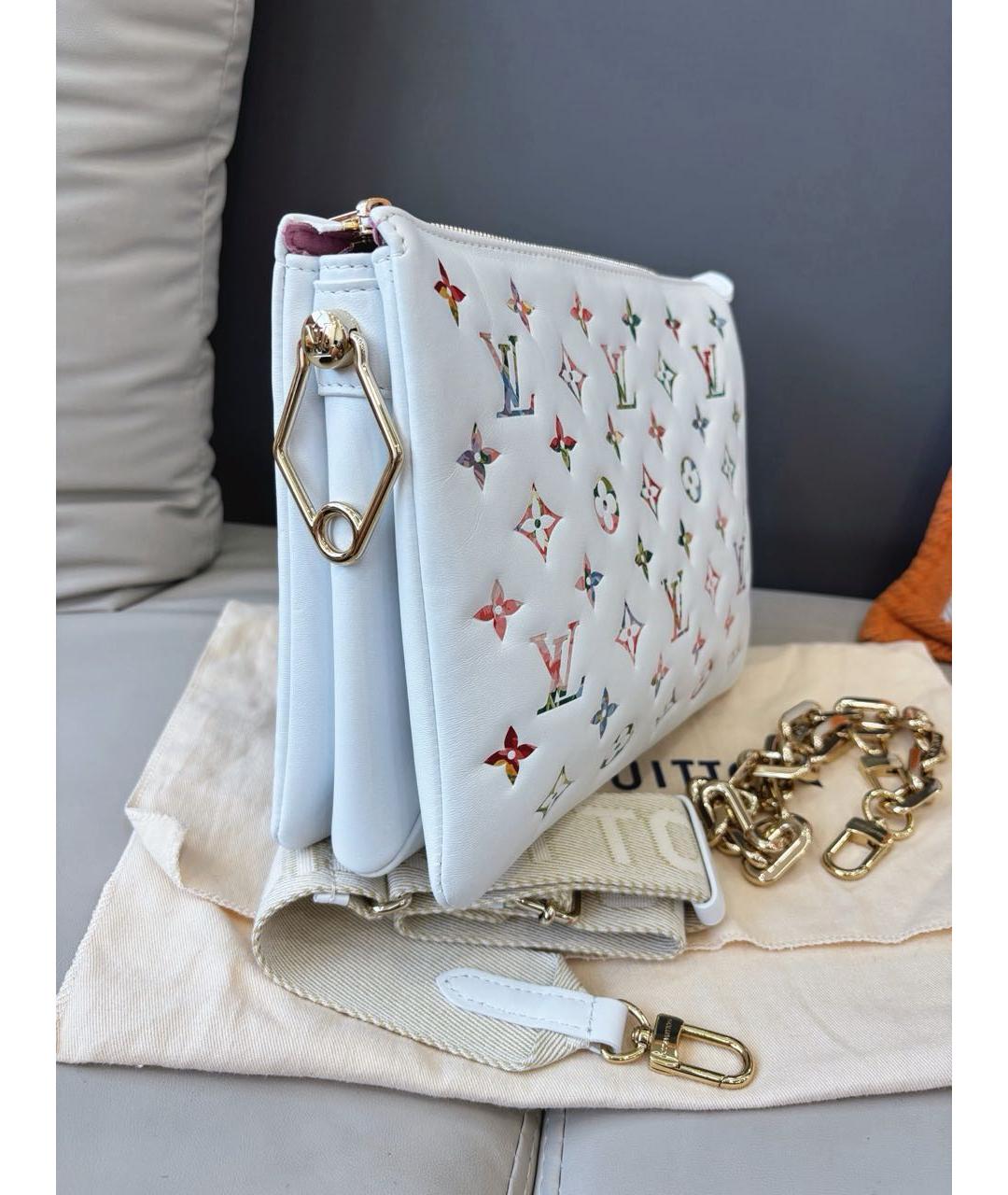 LOUIS VUITTON Белая кожаная сумка через плечо, фото 3