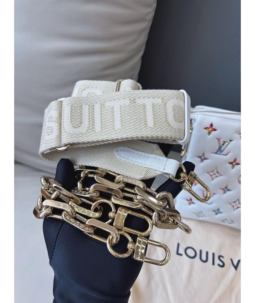LOUIS VUITTON Белая кожаная сумка через плечо, фото 4