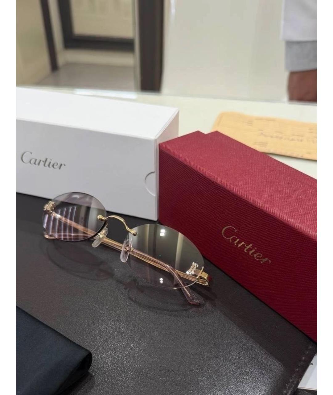 CARTIER Розовые металлические солнцезащитные очки, фото 3