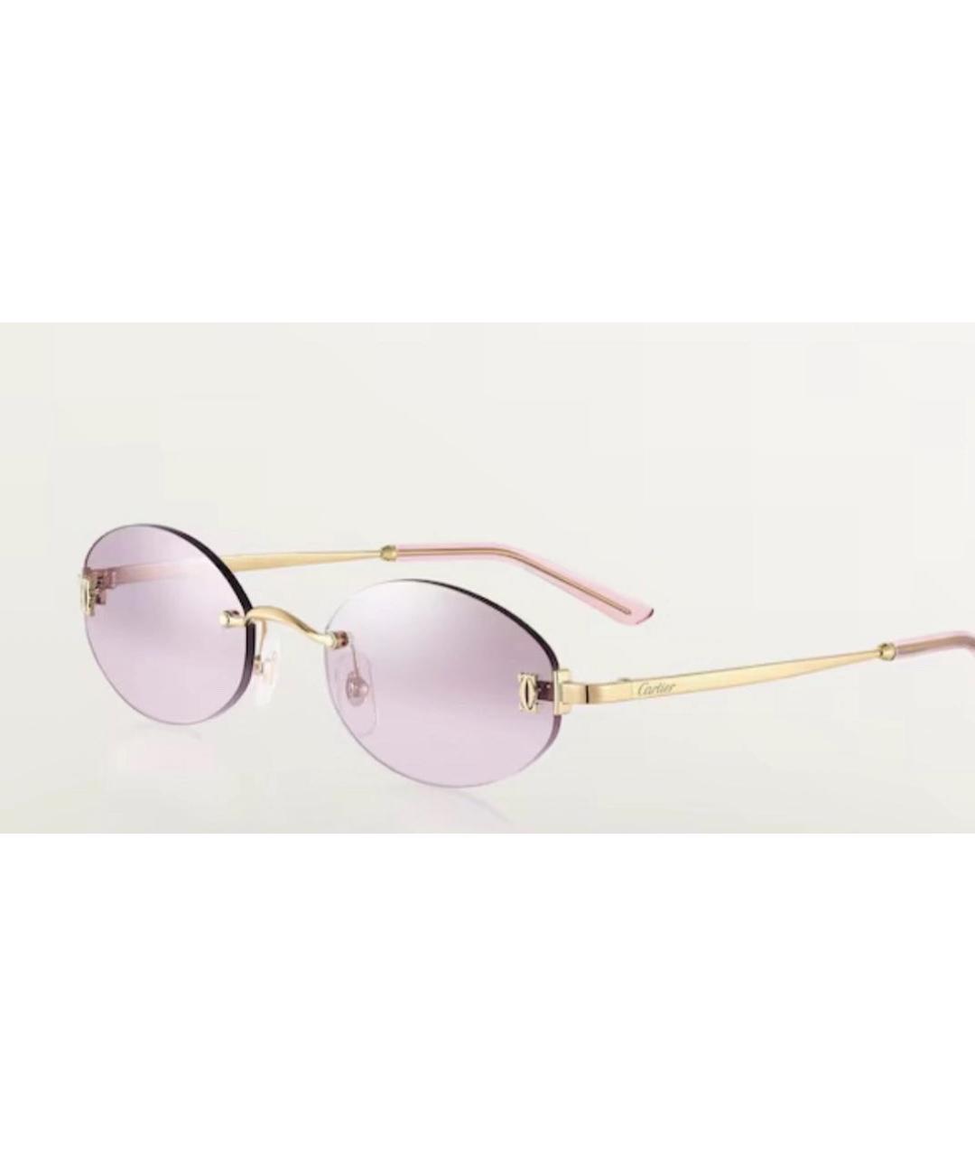 CARTIER Розовые металлические солнцезащитные очки, фото 2