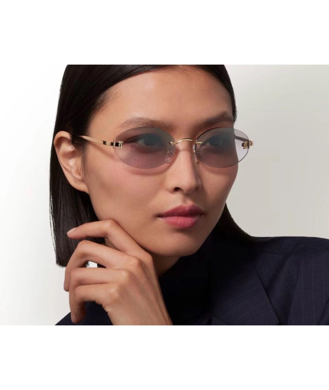 CARTIER Розовые металлические солнцезащитные очки, фото 4
