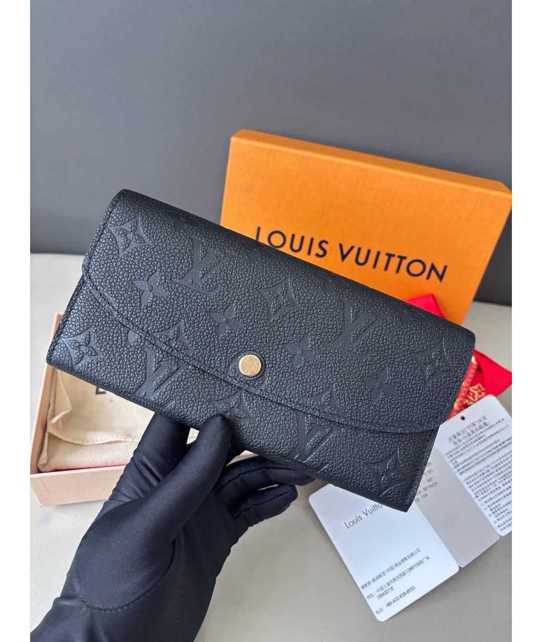 LOUIS VUITTON Черный кожаный кошелек, фото 2