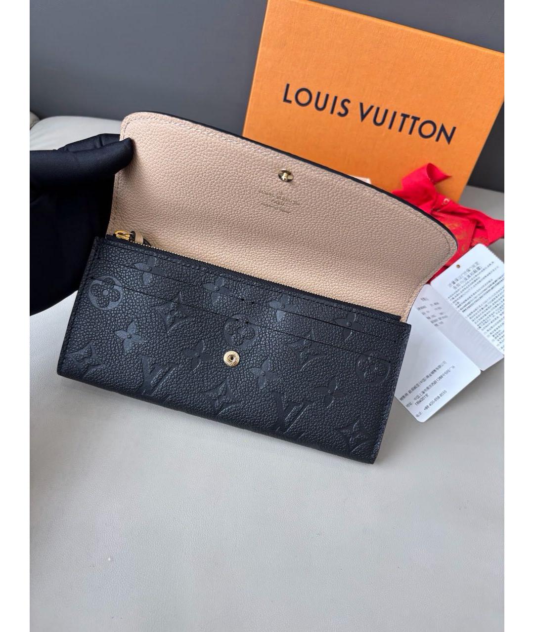 LOUIS VUITTON Черный кожаный кошелек, фото 6