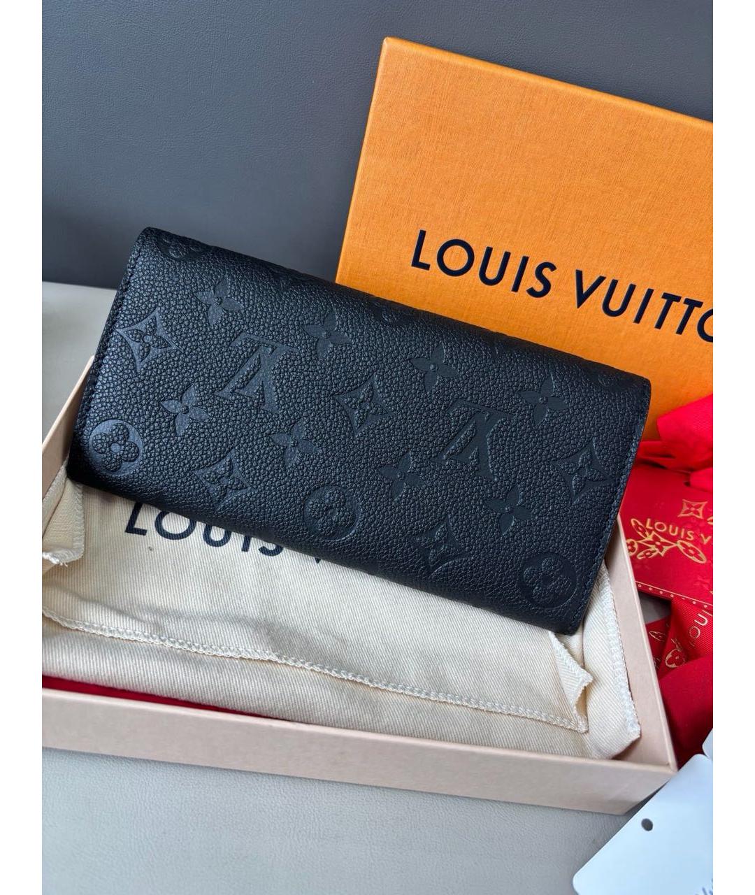 LOUIS VUITTON Черный кожаный кошелек, фото 4