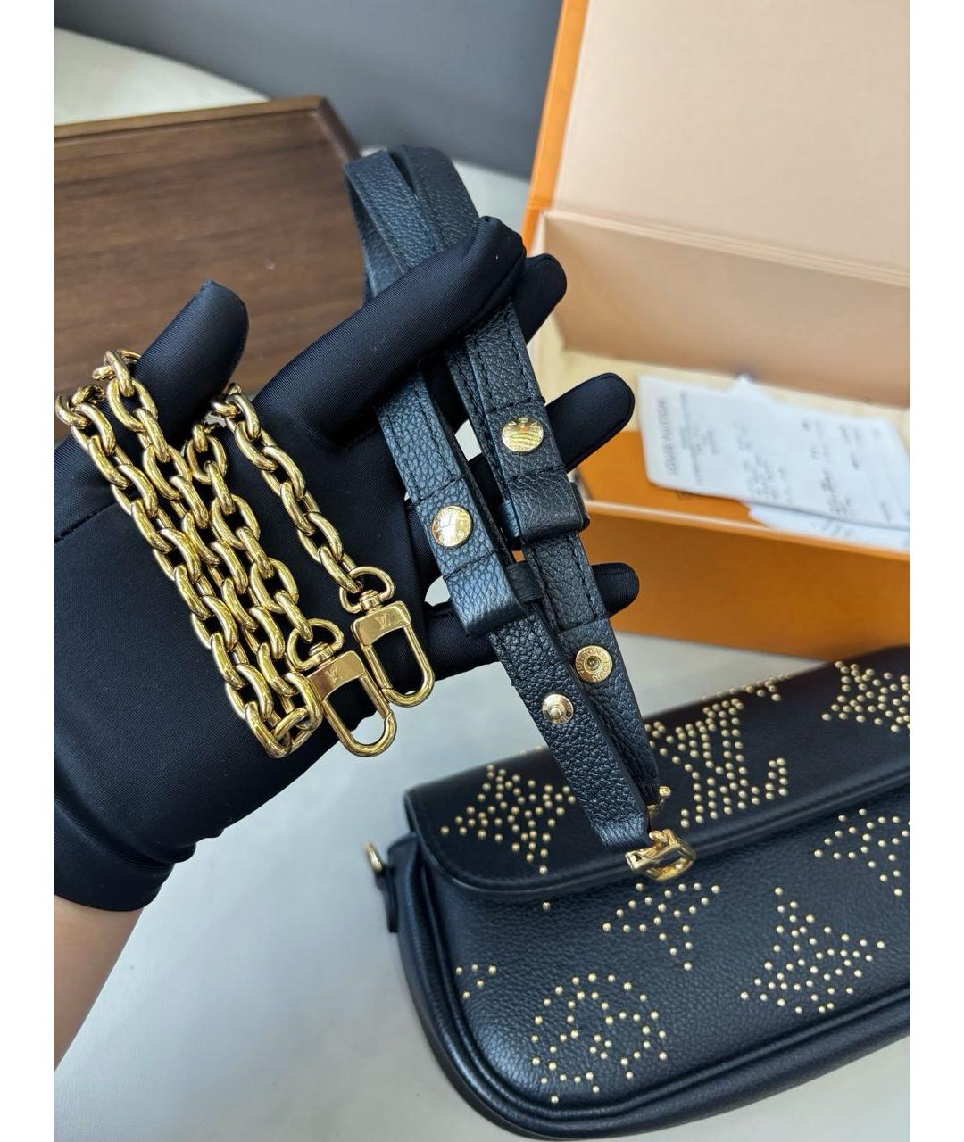 LOUIS VUITTON Черная кожаная сумка через плечо, фото 8