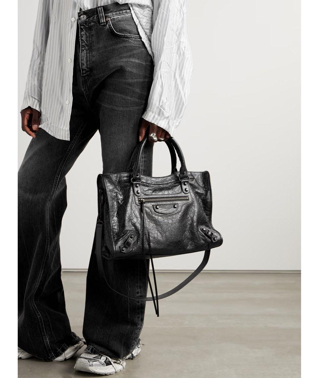 BALENCIAGA Черная кожаная сумка через плечо, фото 2