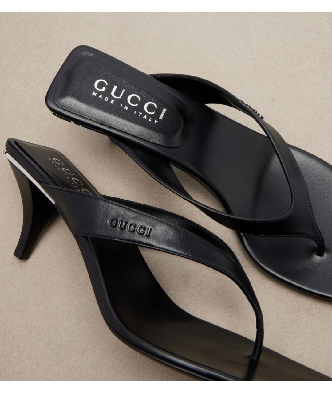 GUCCI Черные кожаные мюли, фото 3