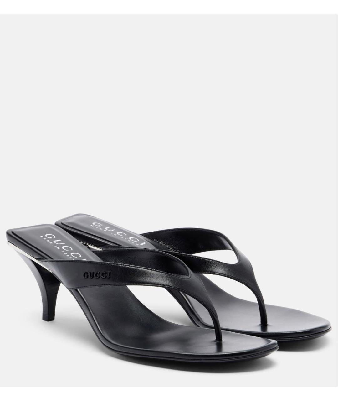 GUCCI Черные кожаные мюли, фото 2