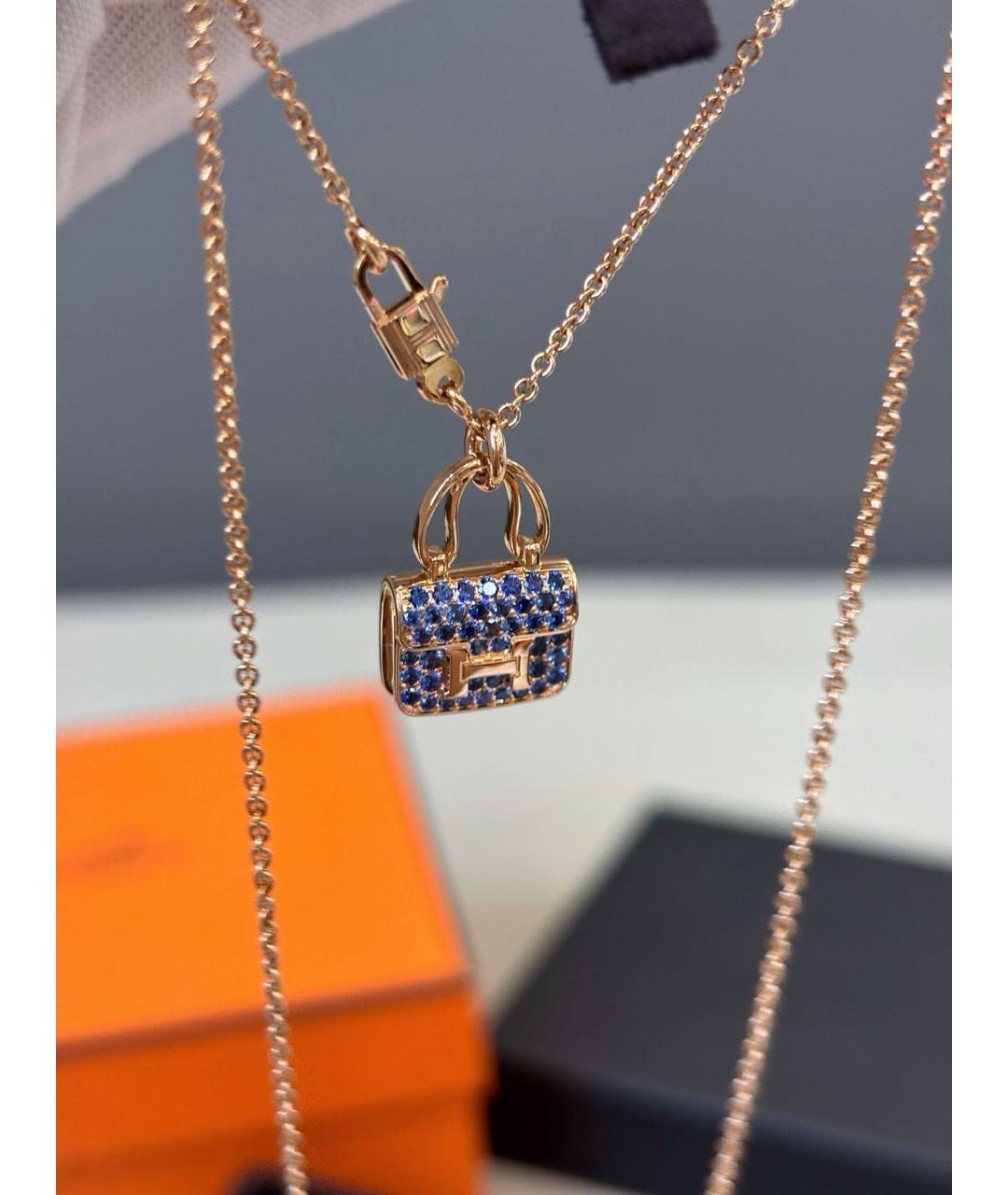HERMES Синяя подвеска из розового золота, фото 5
