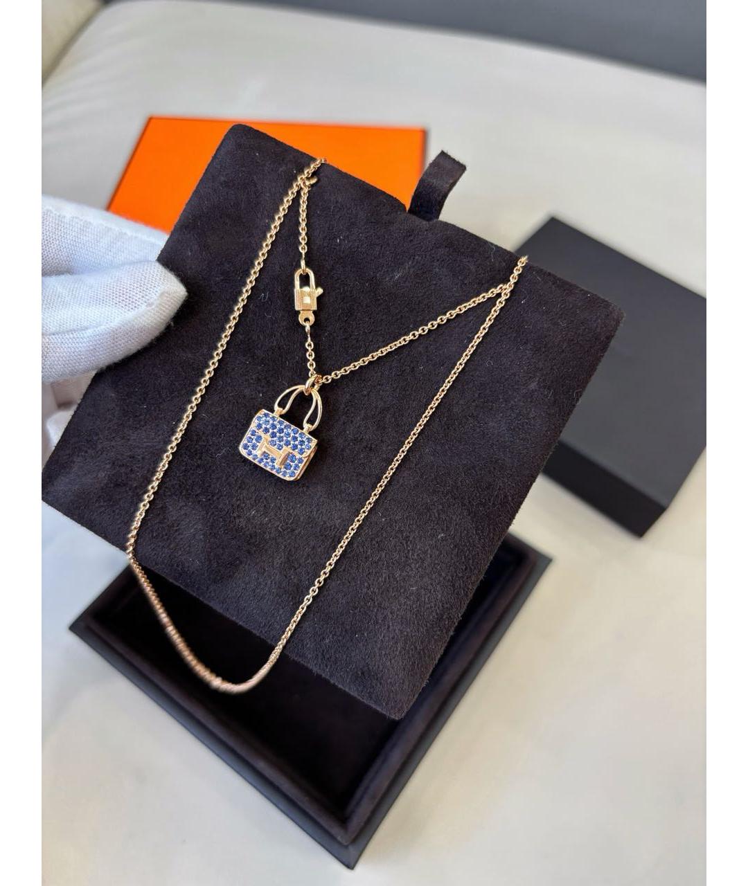 HERMES Синяя подвеска из розового золота, фото 2