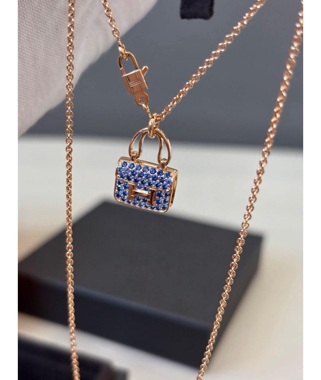 HERMES Синяя подвеска из розового золота, фото 4