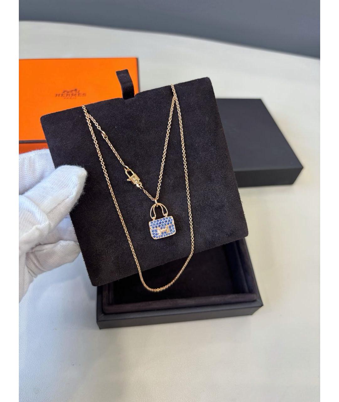 HERMES Синяя подвеска из розового золота, фото 8