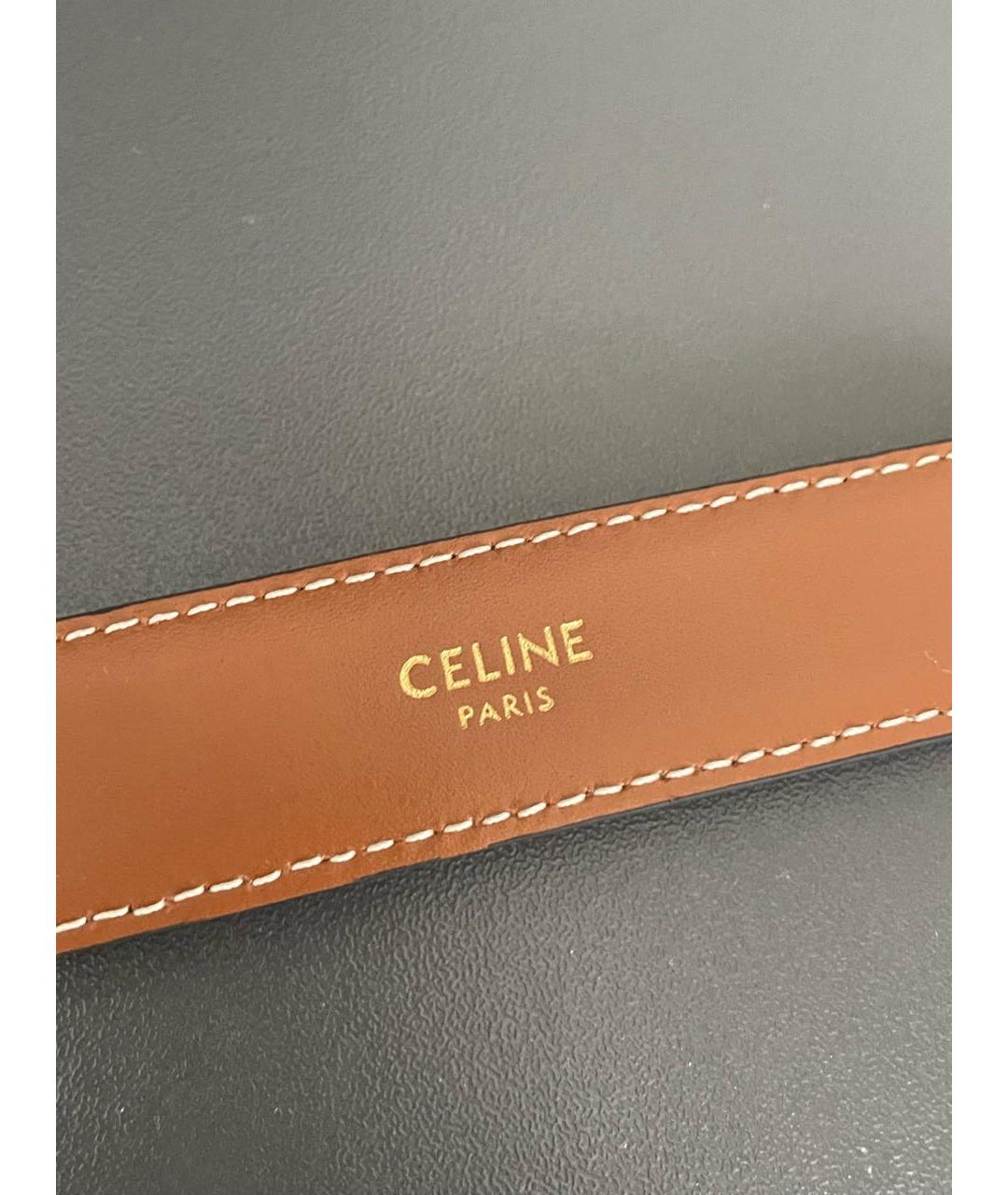CELINE Коричневый кожаный ремень, фото 4