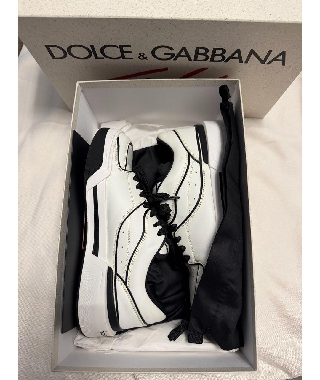 DOLCE&GABBANA Белые кожаные кеды, фото 3