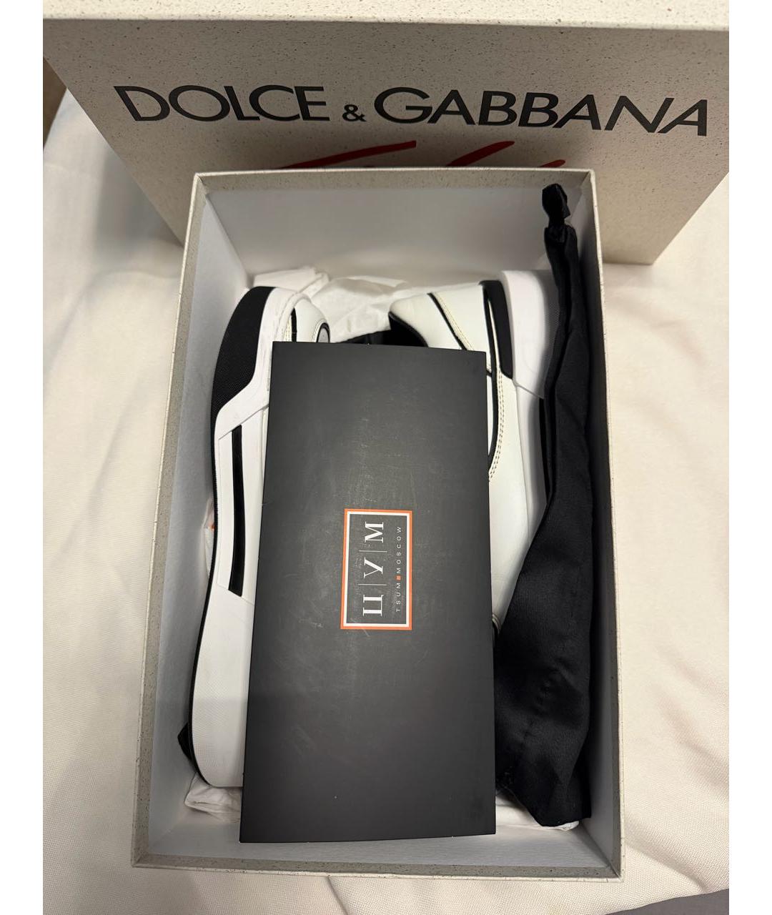 DOLCE&GABBANA Белые кожаные кеды, фото 4