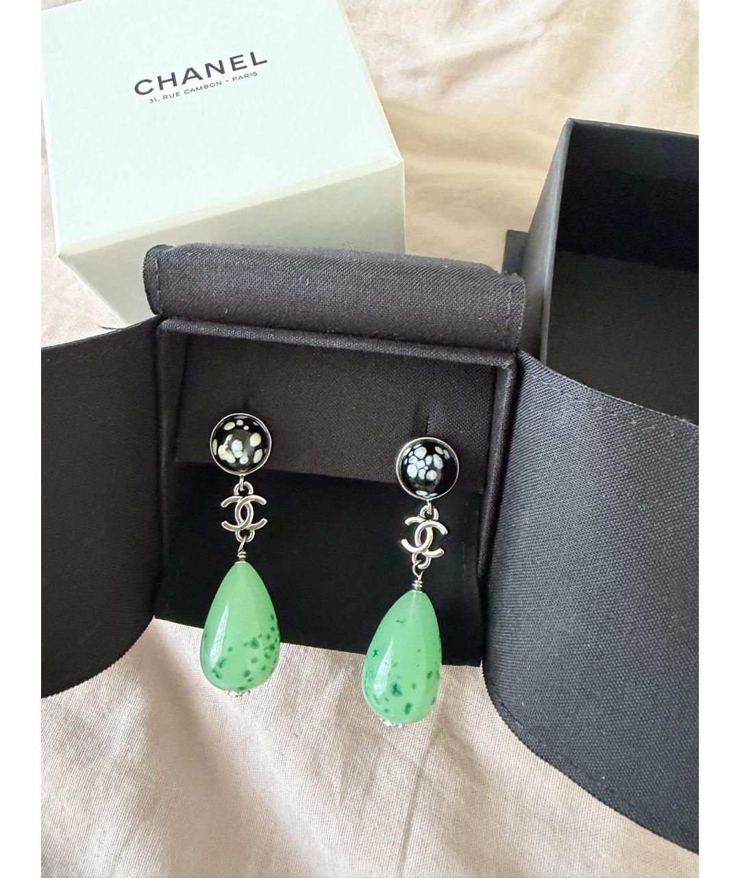 CHANEL Зеленые стеклянные серьги, фото 7