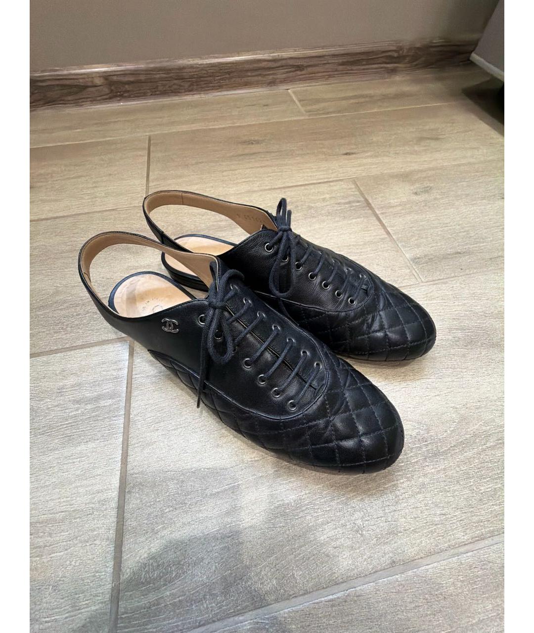 CHANEL Черные кожаные туфли, фото 4