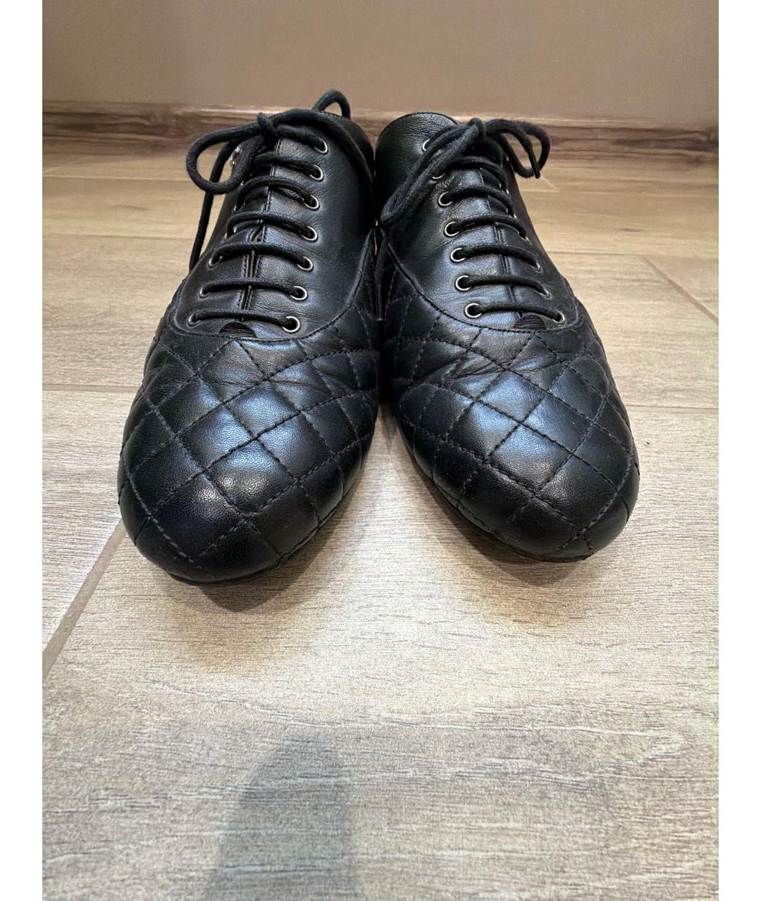 CHANEL Черные кожаные туфли, фото 5