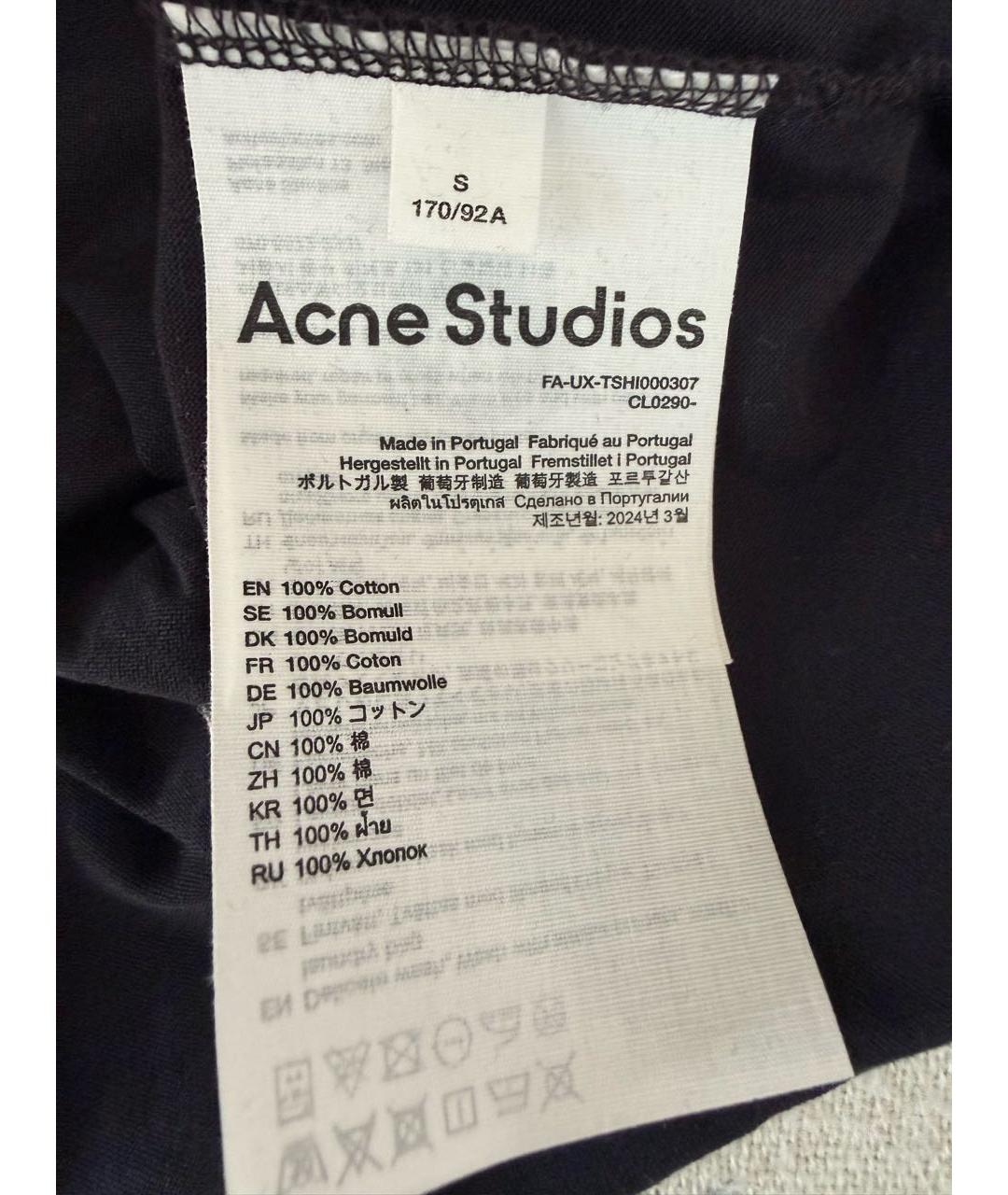 ACNE STUDIOS Черная хлопковая футболка, фото 4